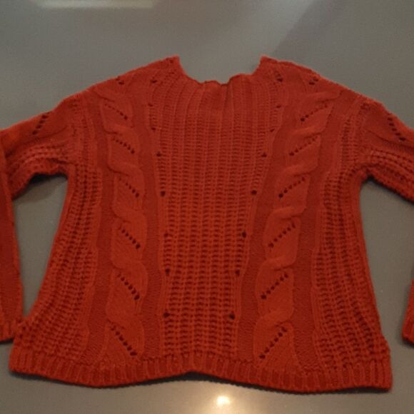 Poof Apparel Indian Red Crochet Sweater - Picture 3 of 6